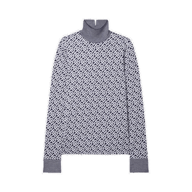Sveter Burberry Monogram Wool Jacquard Turtleneck Sweater Modrá | 8058403, 0