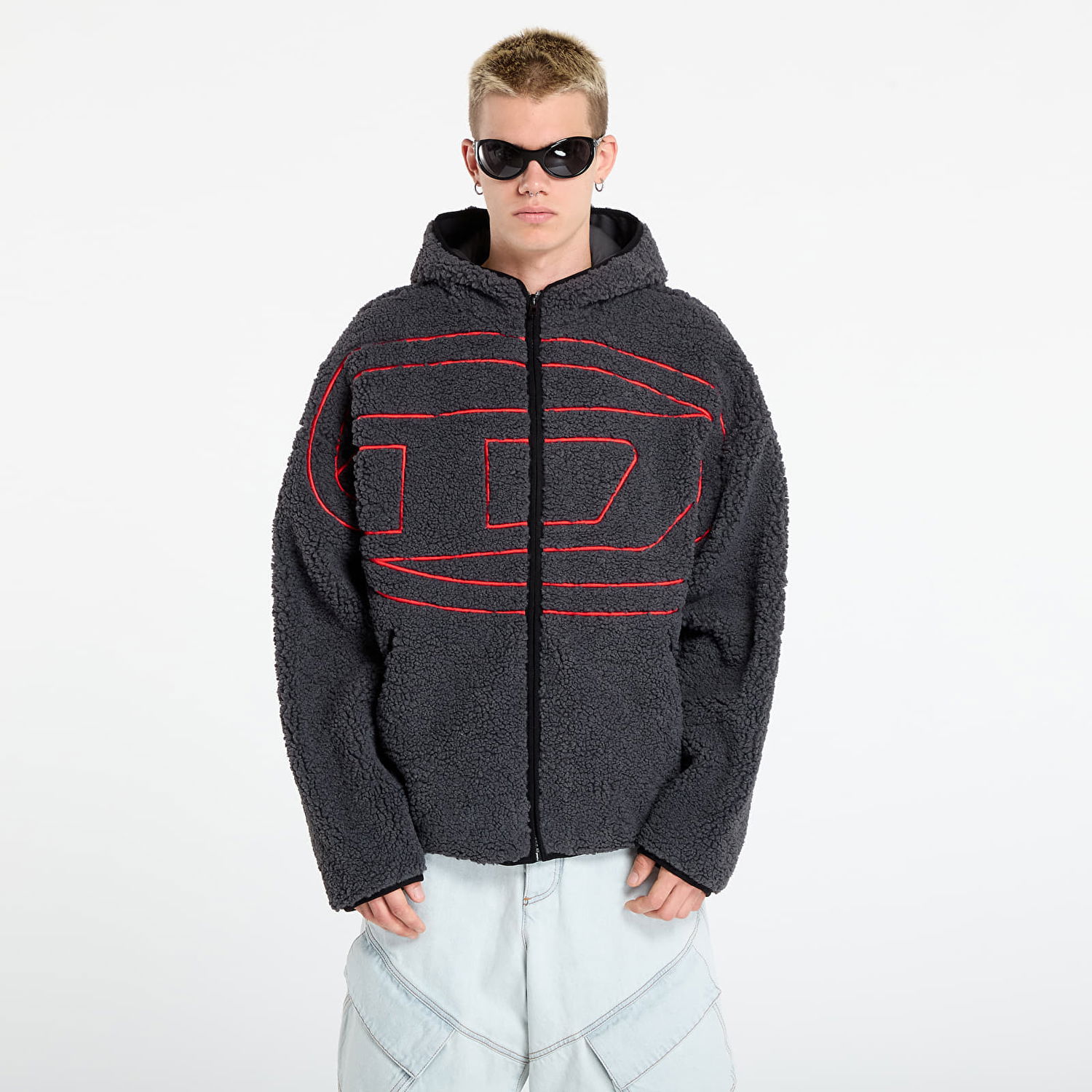 Mikina Diesel Diesel S-Zat Fleece Hoodie Šedá | A18947_0KIBT 9AW, 0