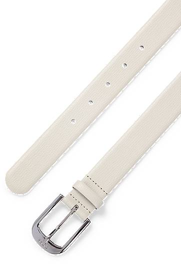 Opasok BOSS BOSS Grained-Leather Belt with Logo Buckle Biela | 50480651, 1