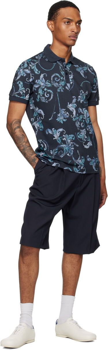 Polo tričko Versace Versace Jeans Couture Outline Barocco Polo Navy | E78GAG6S0_EJS460, 3