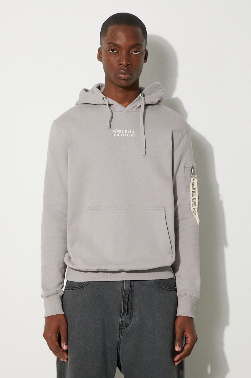 Mikina Alpha Industries Emb Hoody Sweatshirt With Logo Šedá | 118350.643, 0