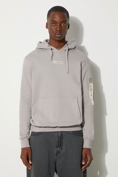Mikina Alpha Industries Emb Hoody Sweatshirt With Logo Šedá | 118350.643, 0