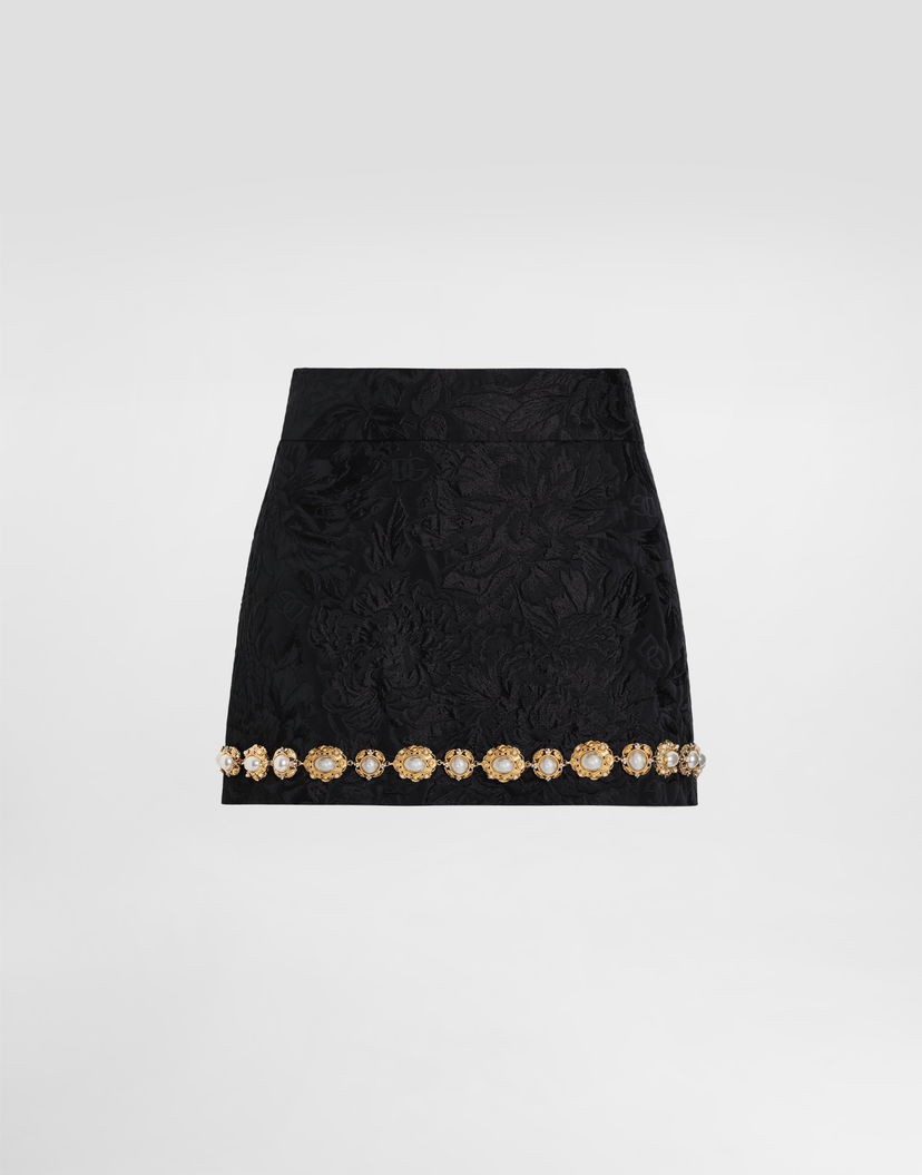 Sukňa Dolce & Gabbana Dolce & Gabbana Brocade Miniskirt with Jewel Embellishments Čierna | F4A8CZHJMQON0000