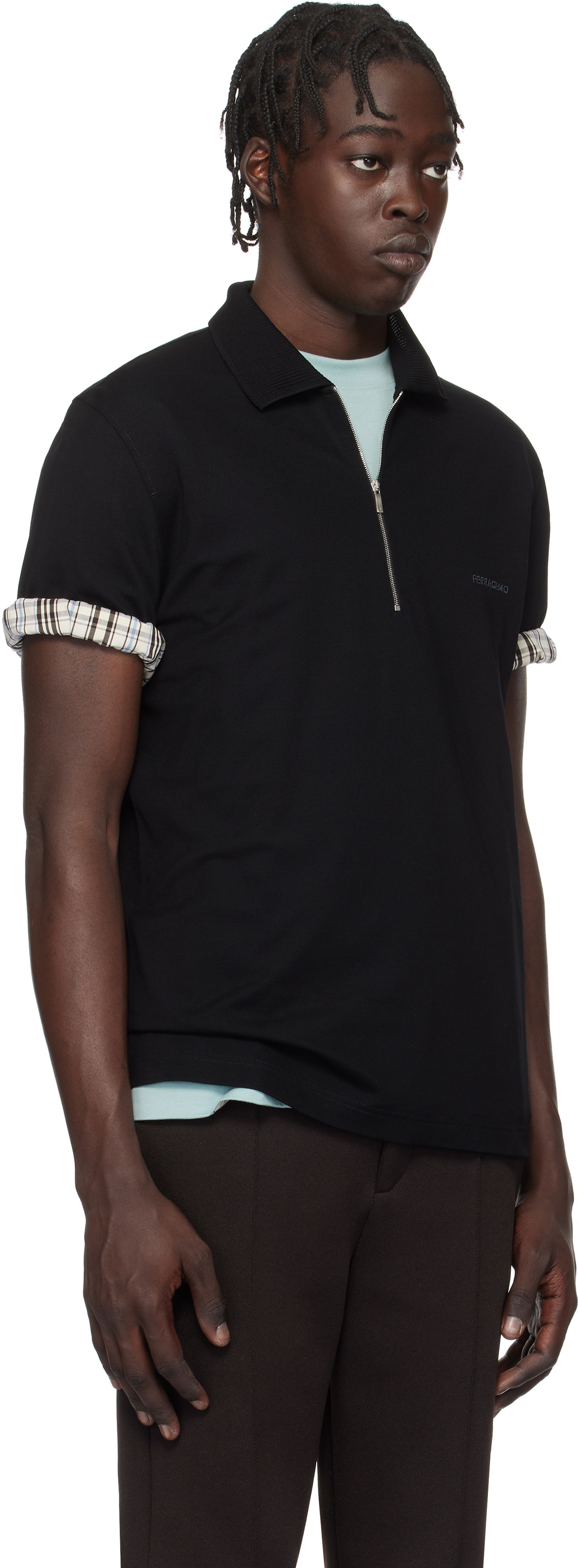 Polo tričko FERRAGAMO Ferragamo Zip Collar Polo Čierna | 772040, 1