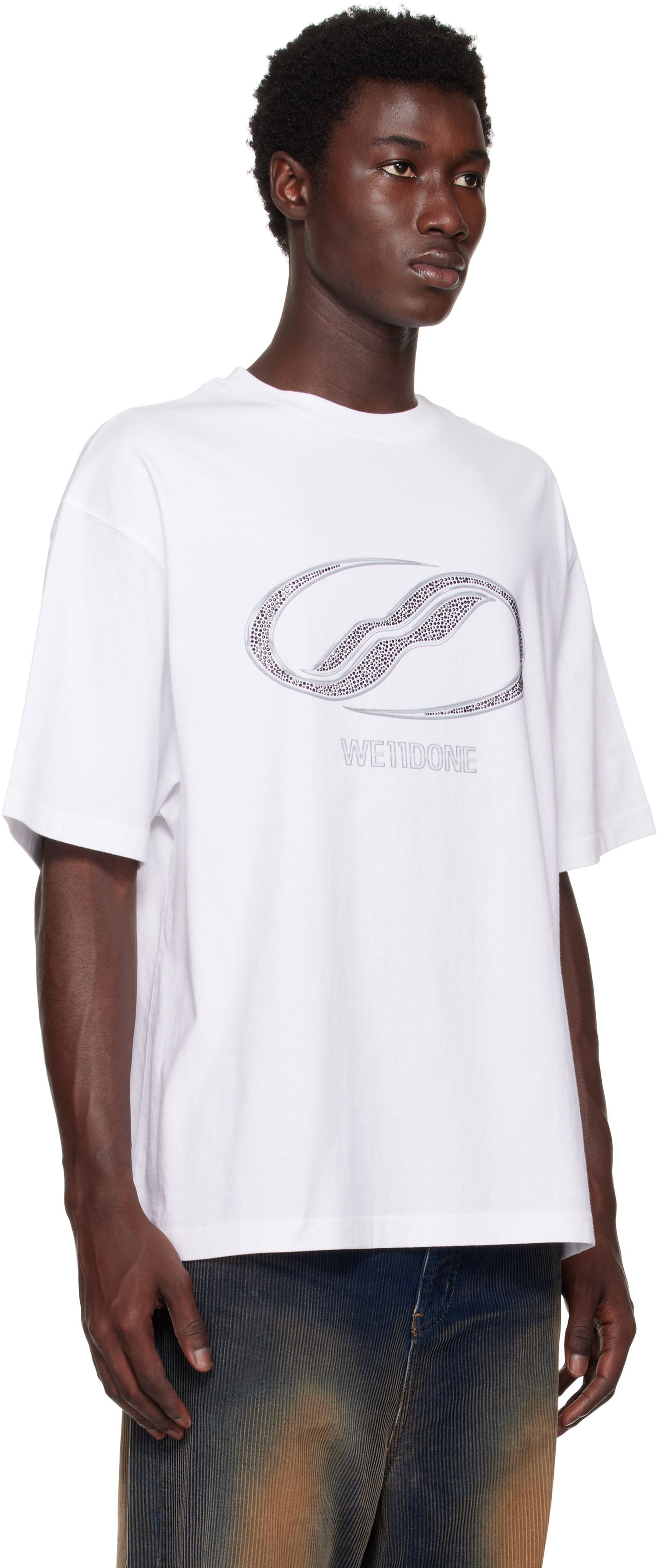 Tričko We11done We11done Rhinestoned Se11done Logo T-Shirt Biela | WD-TT2-25-738-U-WH, 1