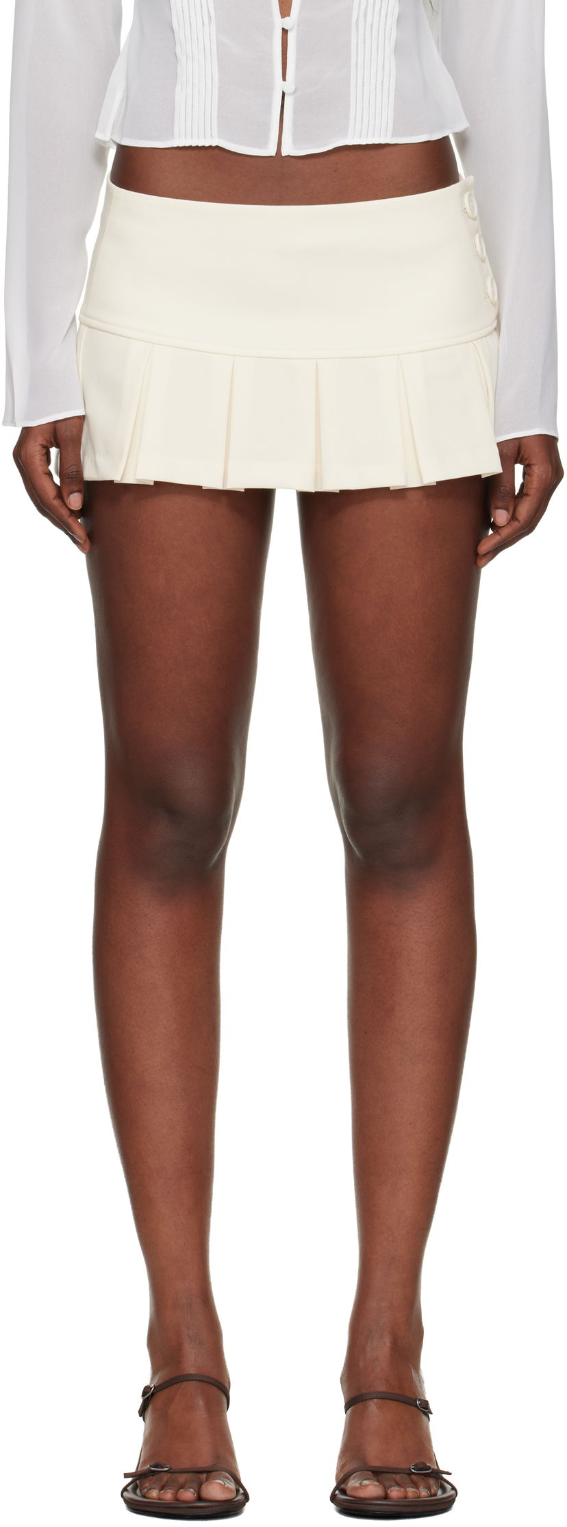 Sukňa GUIZIO Pleated Micro Miniskirt Béžová | H25304W194