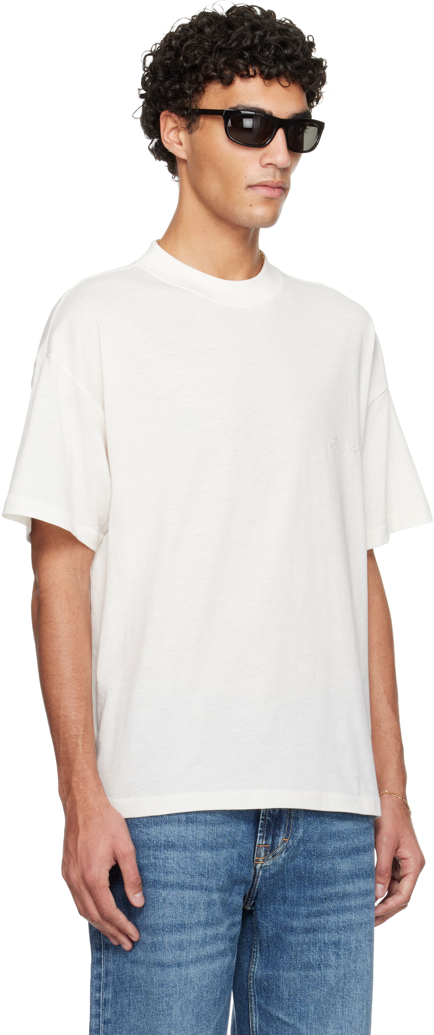 Tričko Fear of God ESSENTIALS Holiday Embroidered Essential T-shirt Biela | 125HO254282F, 1
