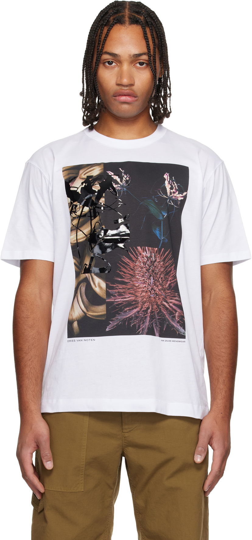 Tričko Dries Van Noten AW 25/26 Abstract Floral Collage Print T-shirt Biela | 252-021110-2600