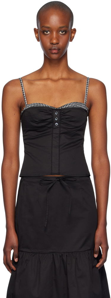 Šaty Miaou Miaou Enzo Gingham Trim Cami Top Čierna | 7092SPSBLK, 0