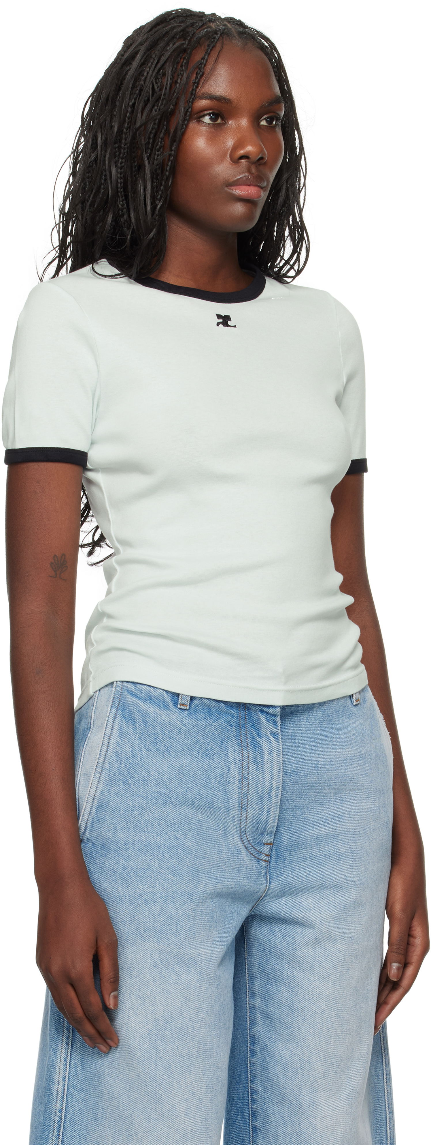 Tričko Courrèges Signature Contrast T-Shirt Zelené | 223JTS017JS0070, 1