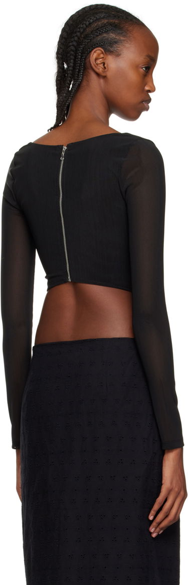 Crop Top Miaou Miaou Maude Long Sleeve Corset Top Čierna | 7065PM3BLK, 2