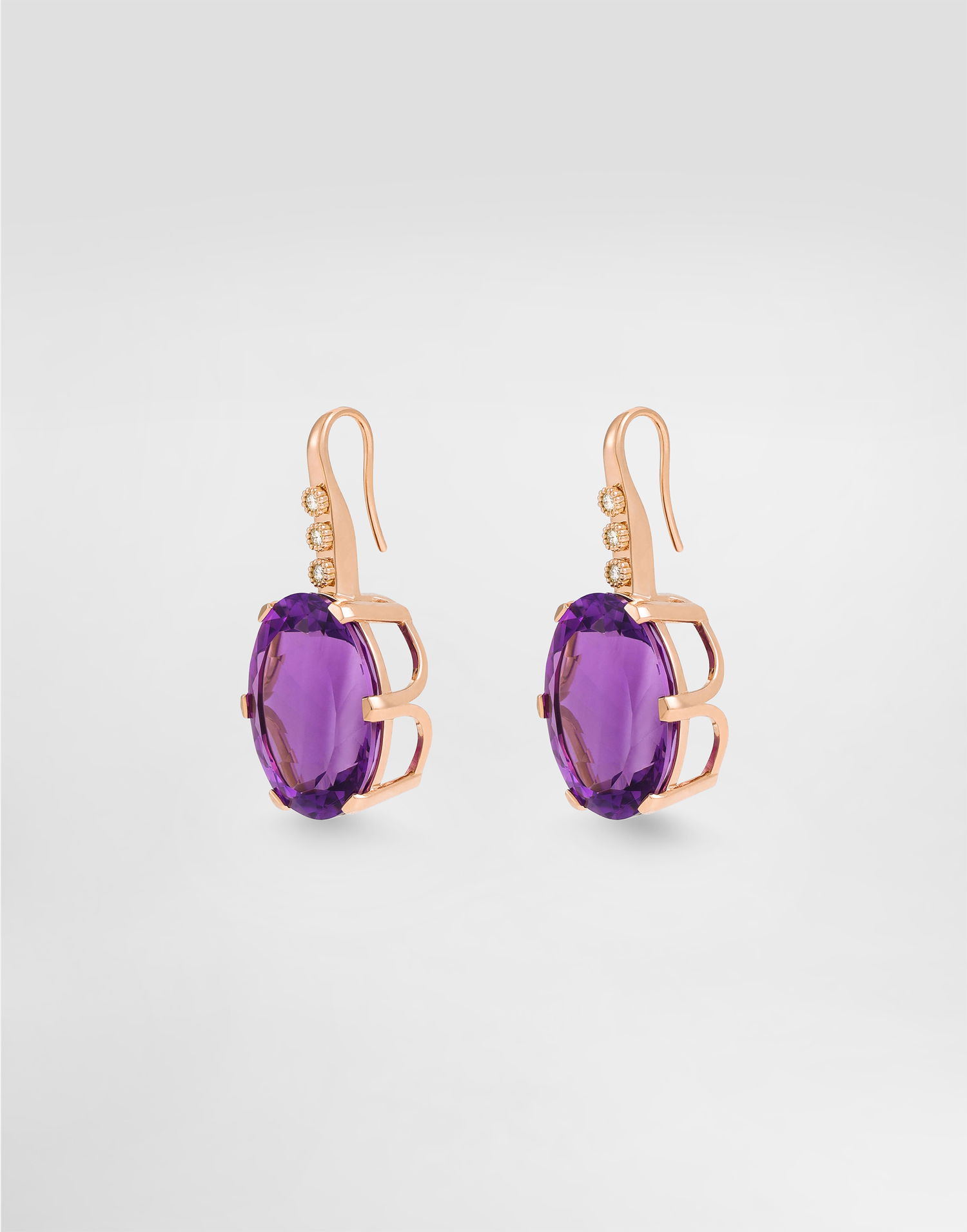 Náušnice Dolce & Gabbana Anna Earrings In 18-carat Red Gold With Amethysts And Diamonds Onesize Fialová | WESB1GWAME18M307, 1
