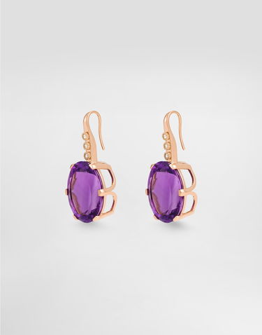 Náušnice Dolce & Gabbana Anna Earrings In 18-carat Red Gold With Amethysts And Diamonds Onesize Fialová | WESB1GWAME18M307, 1