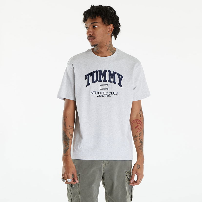 Tričko Tommy Hilfiger Varsity Logo T-Shirt Silver Grey Šedá | DM0DM18557 PJ4