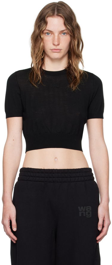 Crop Top Alexander Wang Embossed Logo Cropped T-Shirt Čierna | 4KC3241037, 0