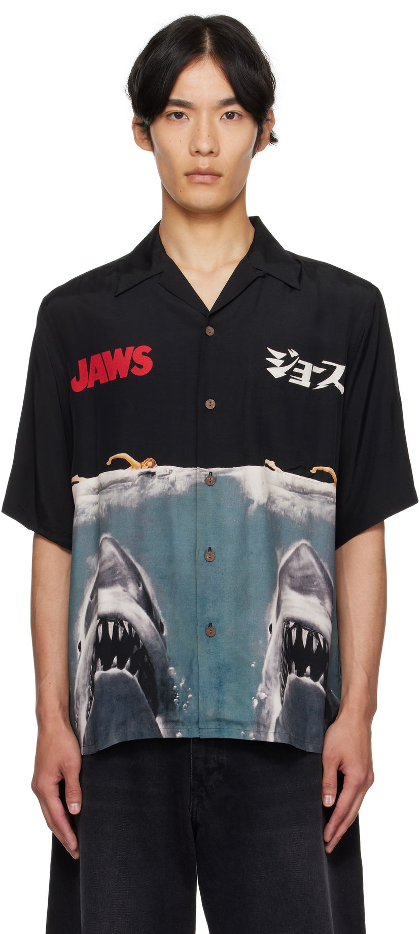Košeľa WACKO MARIA WACKO MARIA 'Jaws' Short Sleeve Shirt Čierna | JAWS-WM-HI01