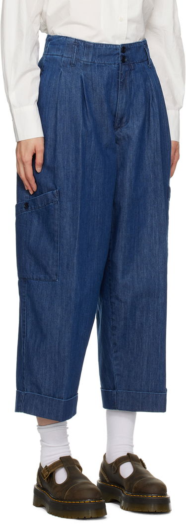 Džínsy YMC Pleated Wide-Leg Jeans Modrá | Q4WAF, 1
