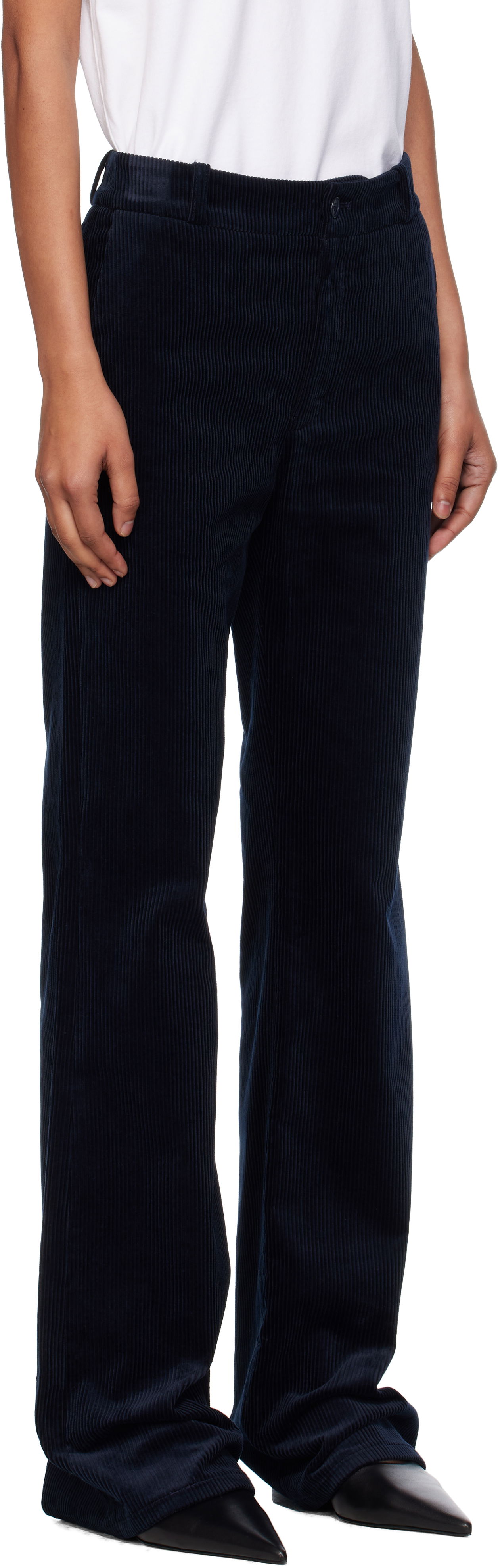Nohavice A.P.C. A.P.C. Rosemary Corduroy Flare Trousers Navy | COHBB-F08502, 1