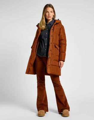Prešívaná bunda Lee Long Puffer Jacket Hnedá | 112355178, 1
