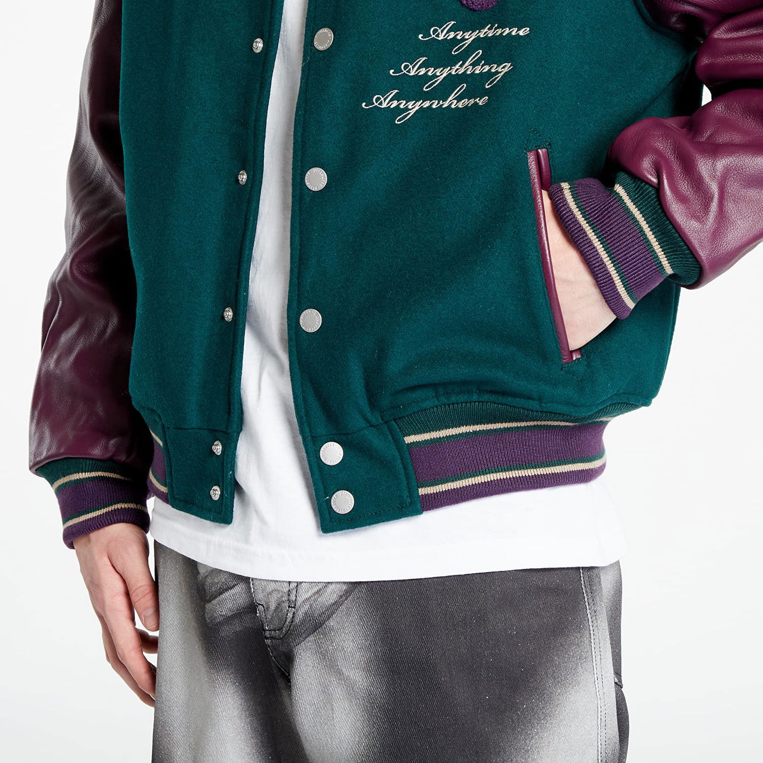Bunda Pleasures Fan Varsity Jacket Zelené | P23W037 GREEN, 1