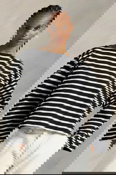 Tričko Polo by Ralph Lauren Polo Ralph Lauren Striped Cropped Long Sleeve T-Shirt Čierna | 211959103, 0