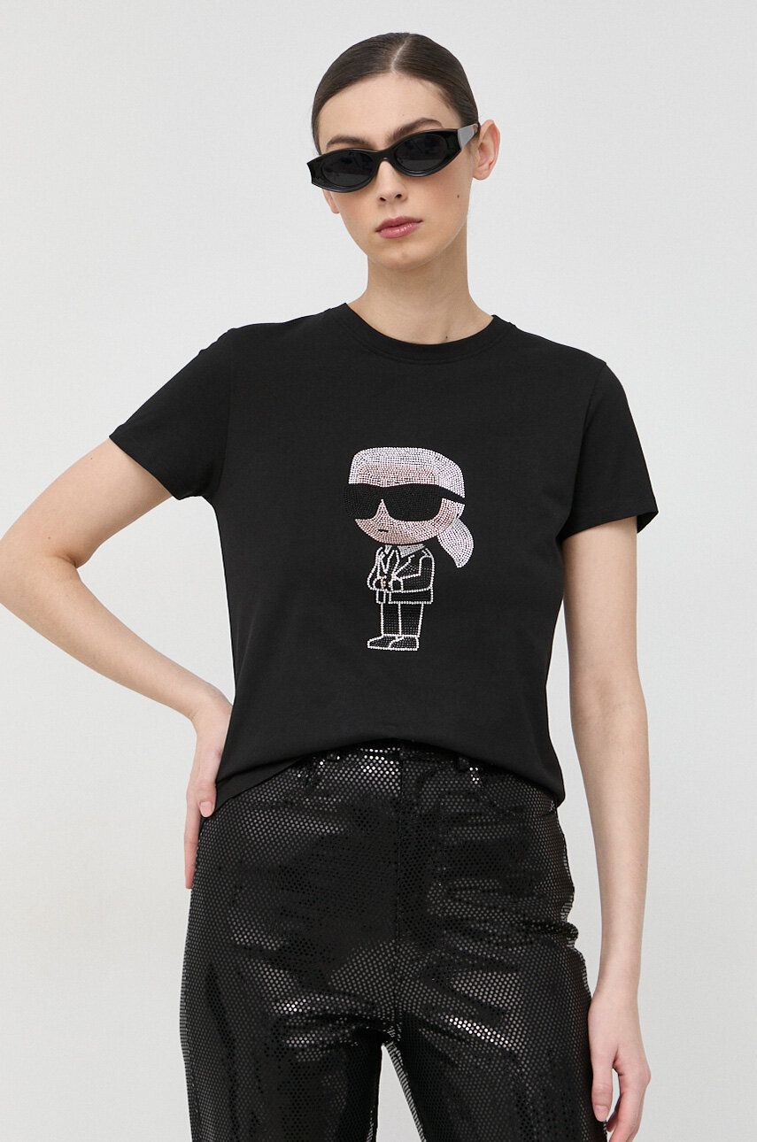 Tričko KARL LAGERFELD Ikonik 2.0 T-Shirt Čierna | 230W1770, 0