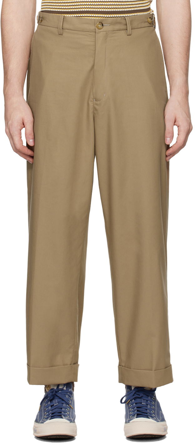 Nohavice BEAMS Beams Plus Ivy Wide Leg Trousers Béžová | 3823-0128-803, 0