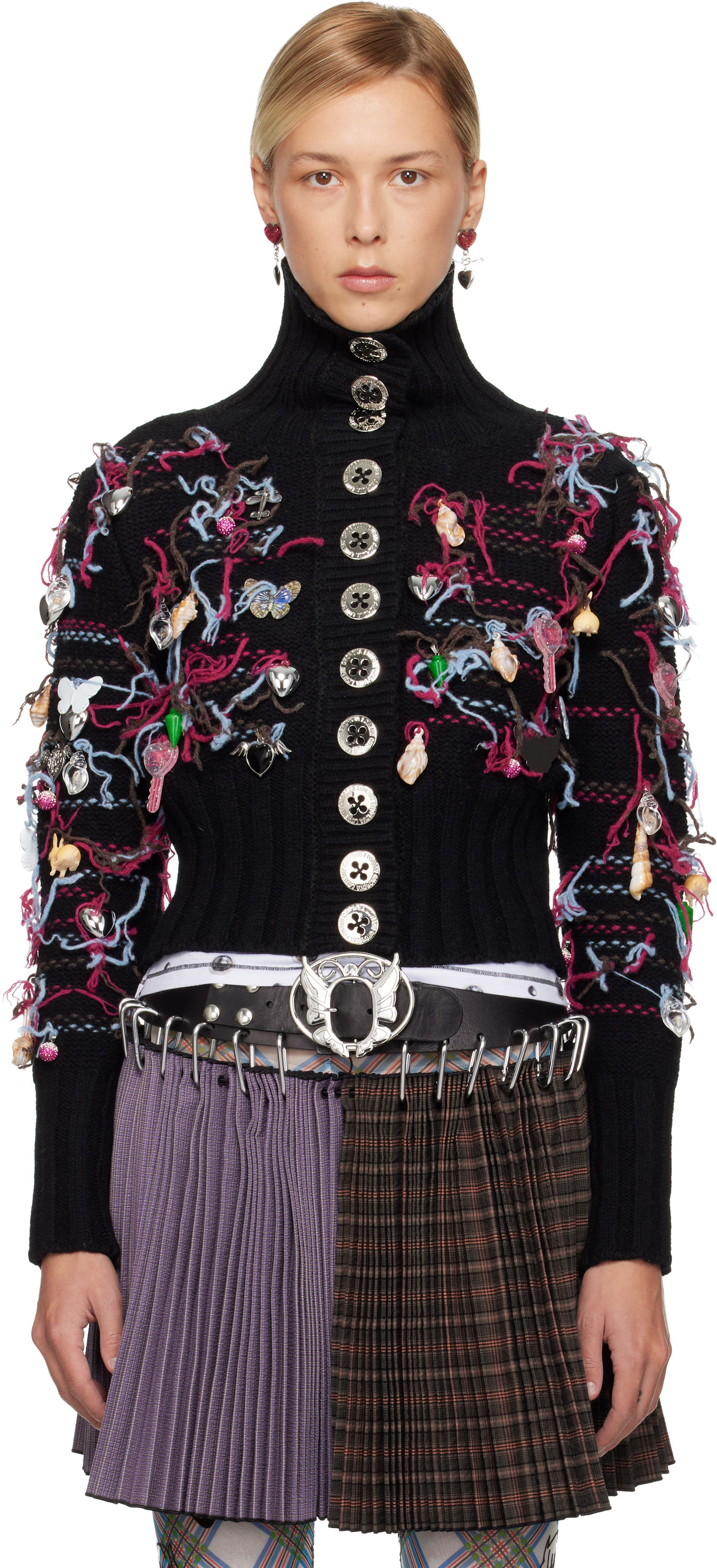 Sveter Chopova Lowena Chopova Lowena Washed Up Embellished Turtleneck Cardigan Rôznofarebný | 5250, 0