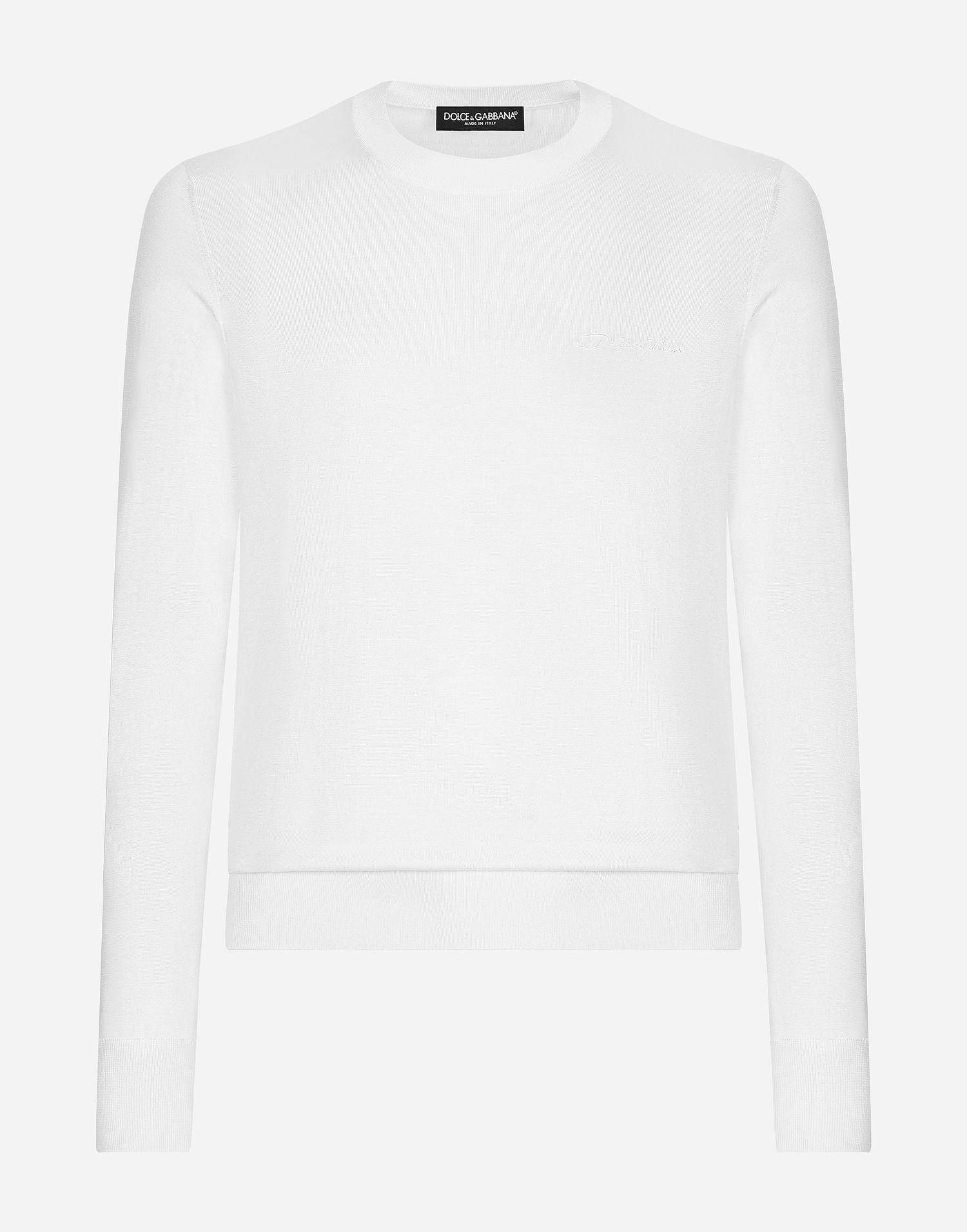 Sveter Dolce & Gabbana Silk Logo Sweater Biela | GXX02ZJBSJSW0800, 0