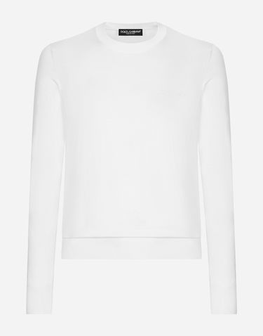 Sveter Dolce & Gabbana Silk Logo Sweater Biela | GXX02ZJBSJSW0800, 0