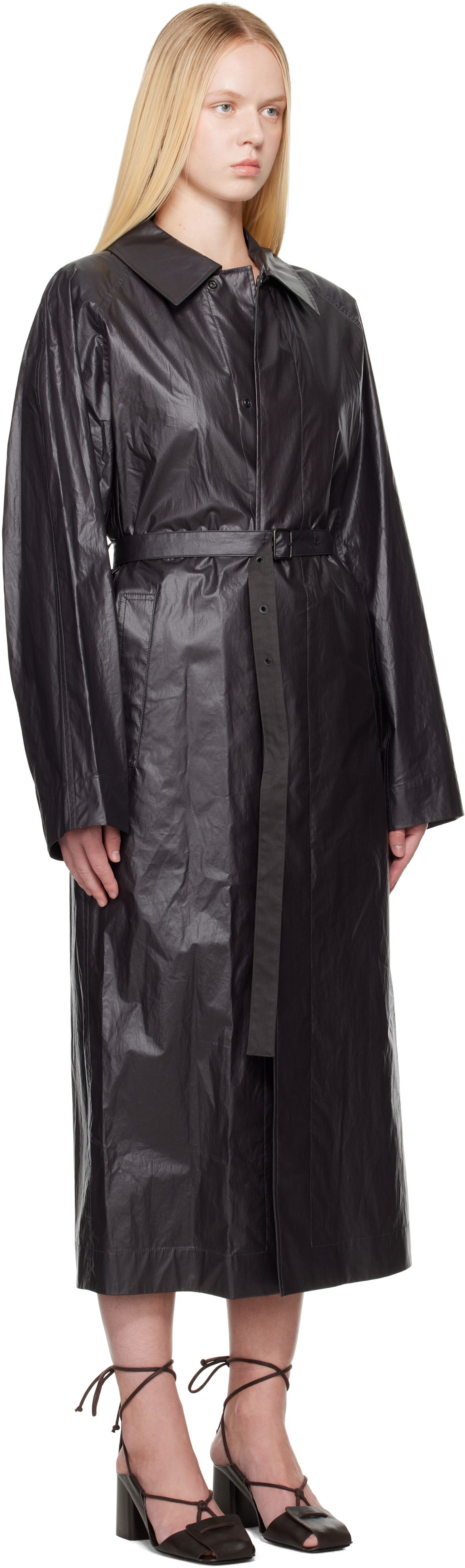 Pláštenka LEMAIRE Lemaire Light Belted Coat Čierna | CO1103 LF1381, 1