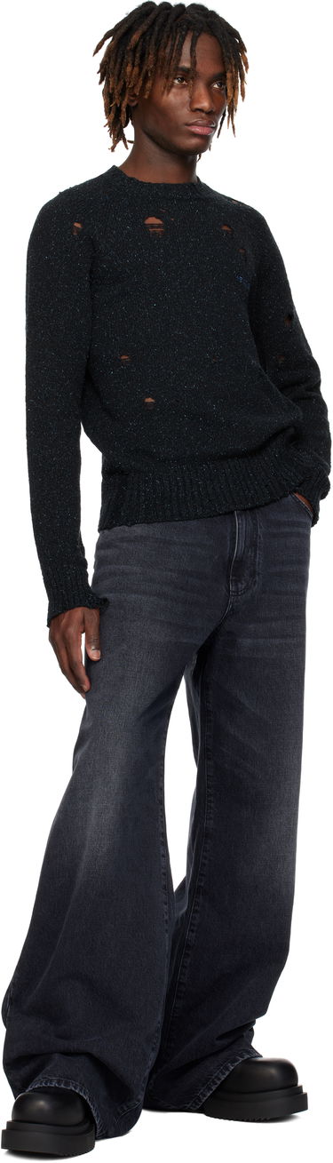 Sveter We11done We11done Distressed Knit Sweater Čierna | WD-KT0-25-623-U-NV, 3