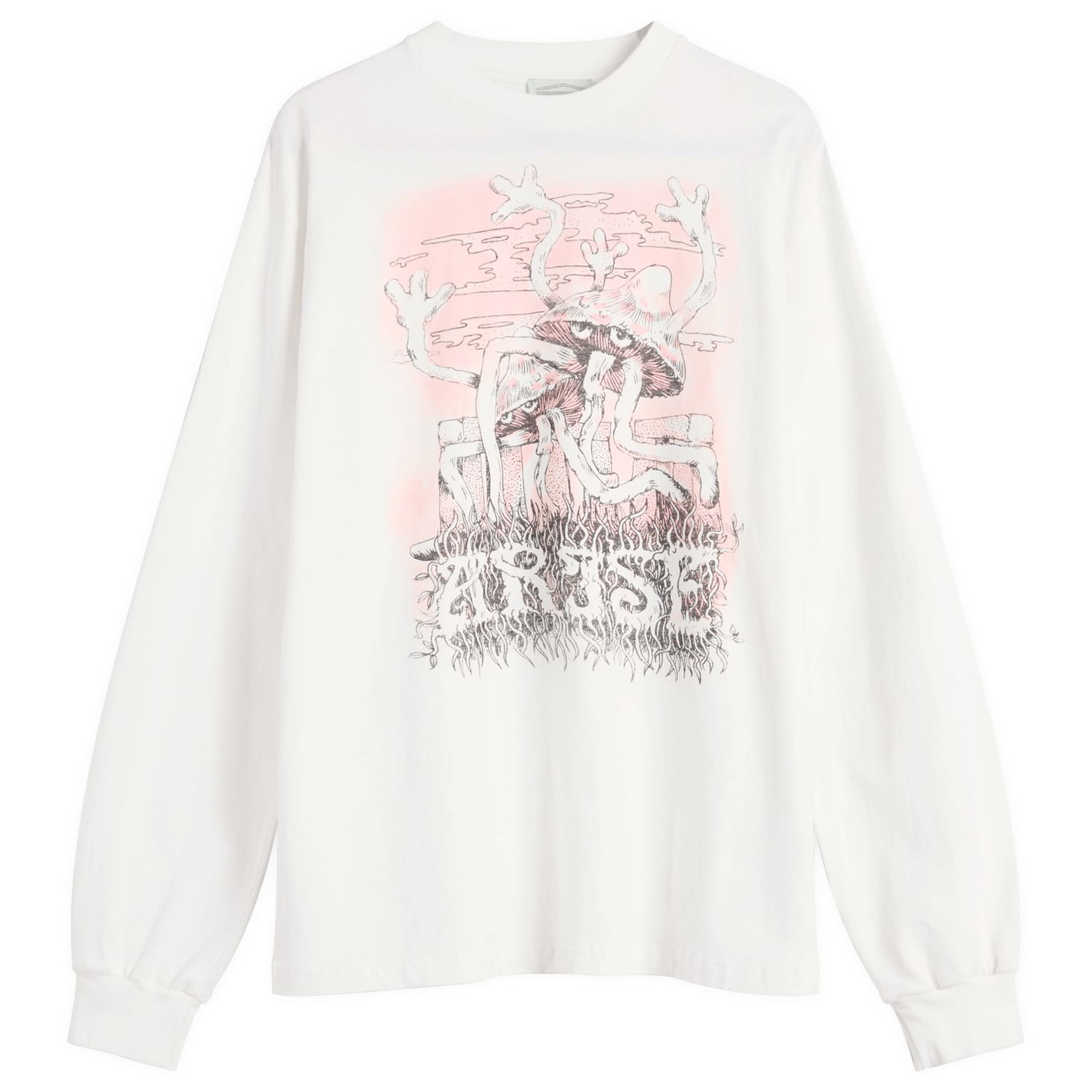 Tričko Aries Faded Shroom Awakening Long Sleeve T-Shirt, Size Large Biela | AR60024-WHT, 0