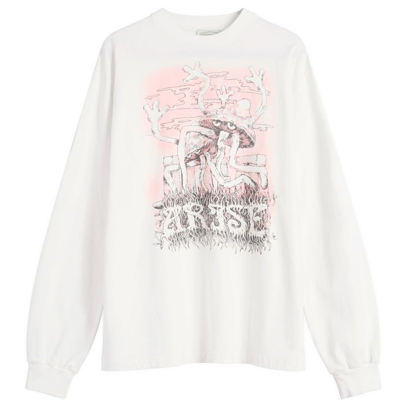 Tričko Aries Faded Shroom Awakening Long Sleeve T-Shirt, Size Large Biela | AR60024-WHT