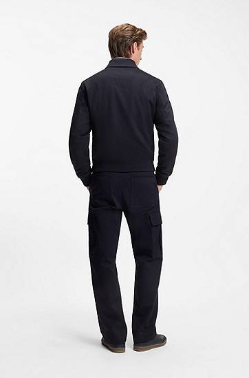 Bomber bunda BOSS BECKHAM x BOSS Zip Jacket with Flap Pockets Wool and Cashmere Navy | 50555817, 1