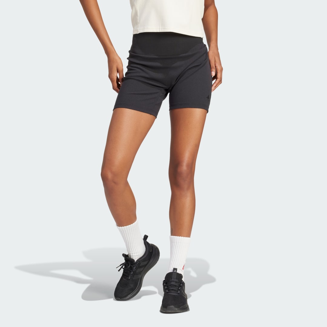 Šortky adidas Performance adidas Sportswear Cyklistické Lounge Ribbed High-Waist Čierna | IR8786, 1