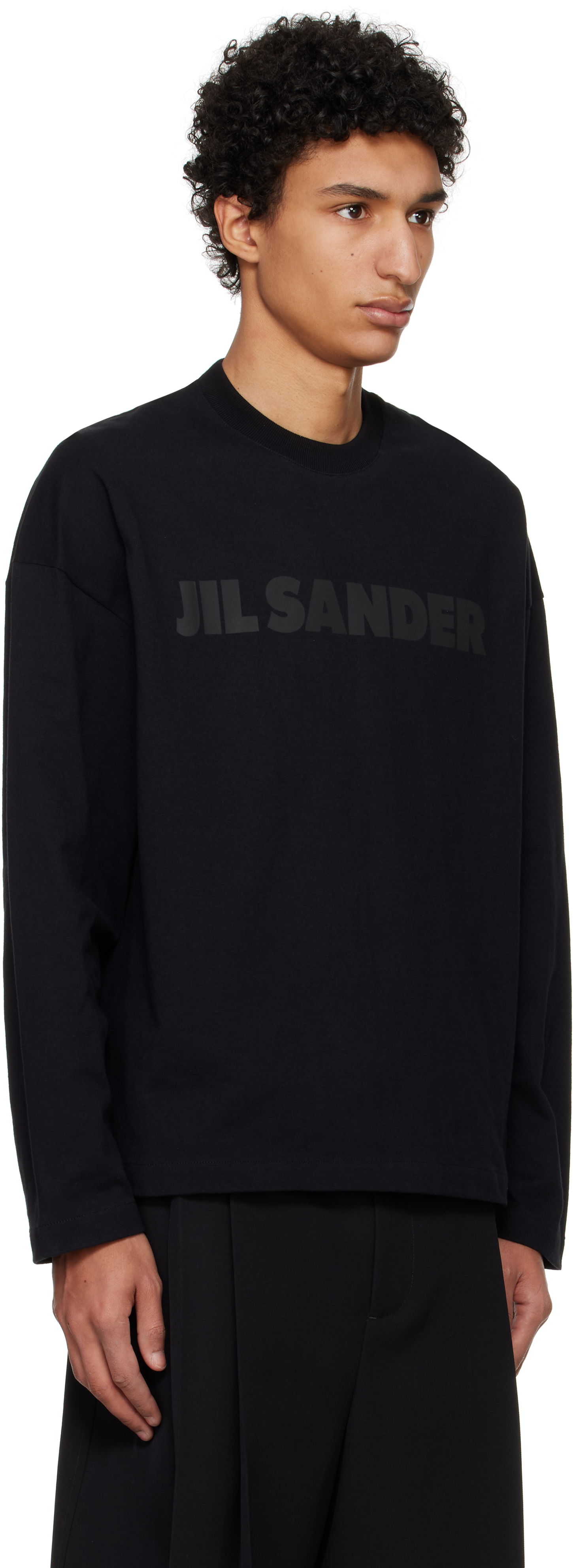Tričko Jil Sander Black Printed-Logo Long Sleeve T-Shirt Čierna | J21GC0167_J20243, 1