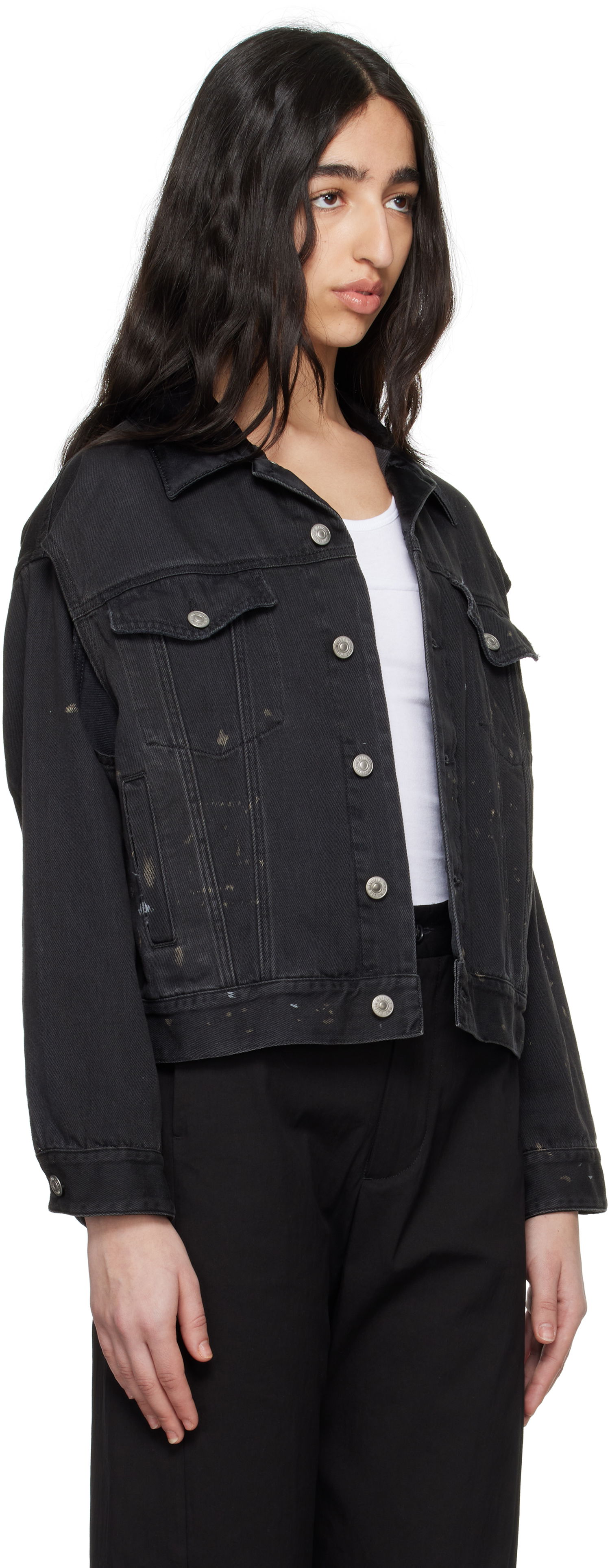 Bunda Maison Margiela MM6 Maison Margiela Splatter Effect Denim Jacket Čierna | S62AN0150 M30011, 1