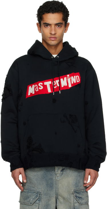 Mikina Mastermind WORLD Distressed Hoodie Čierna | MW25S15-SW008-002, 0