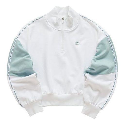 Mikina FILA Fila Sports Contrasting Colors Stand Collar Pullover Half Zipper Hoodie Biela | T11W043205F-WT, 0
