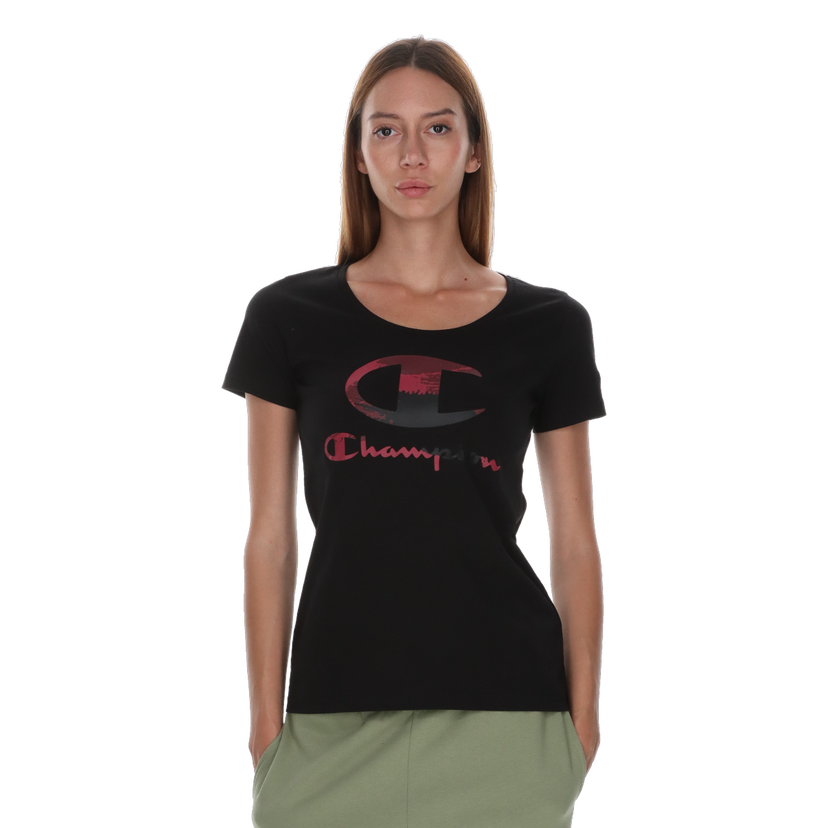 Tričko Champion Distressed Logo Crewneck T-Shirt Čierna | 118569-KK001