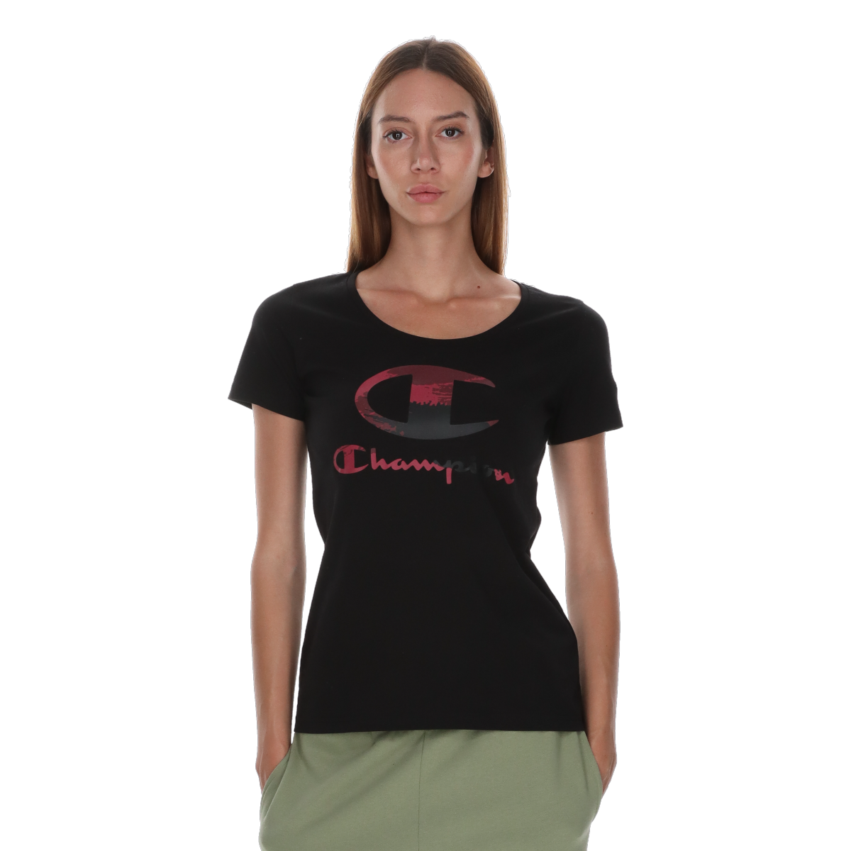 Tričko Champion Distressed Logo Crewneck T-Shirt Čierna | 118569-KK001, 0