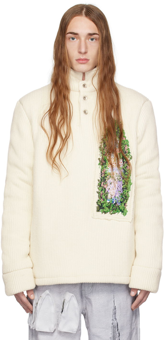 Embroidered Patch Turtleneck Sweater