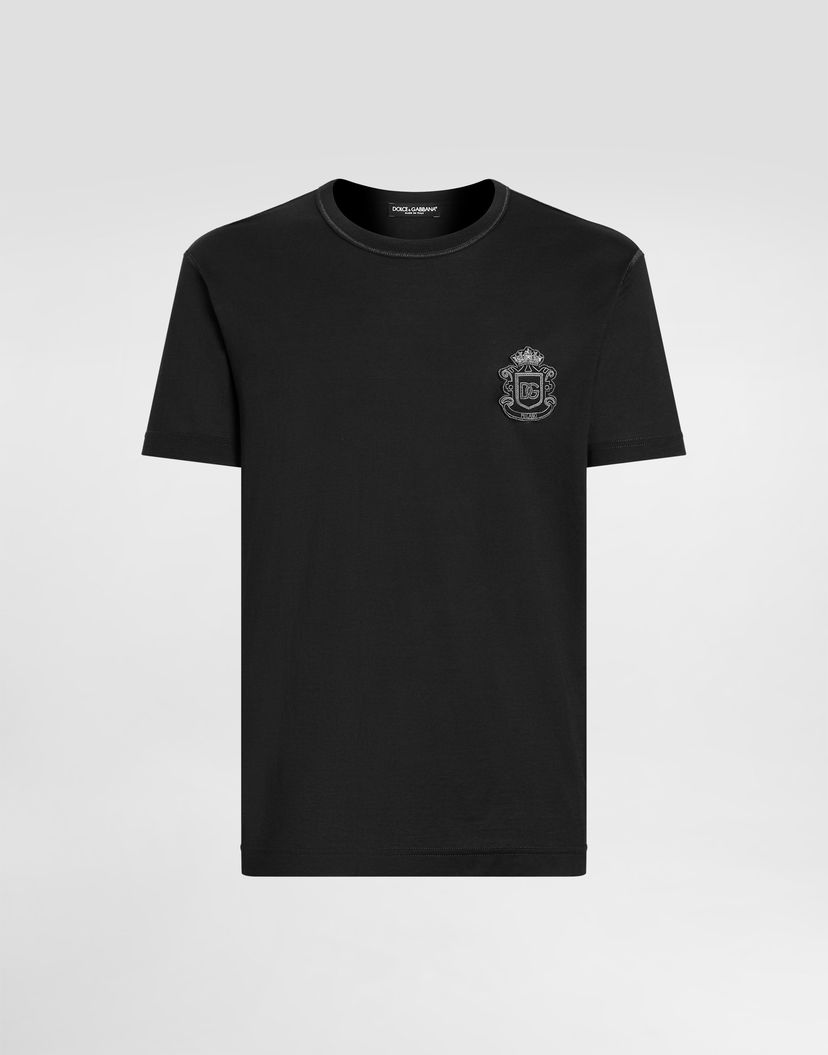 Tričko Dolce & Gabbana Dolce & Gabbana T-shirt With Heraldic Patch Čierna | G8PT1ZG7PZUB0665