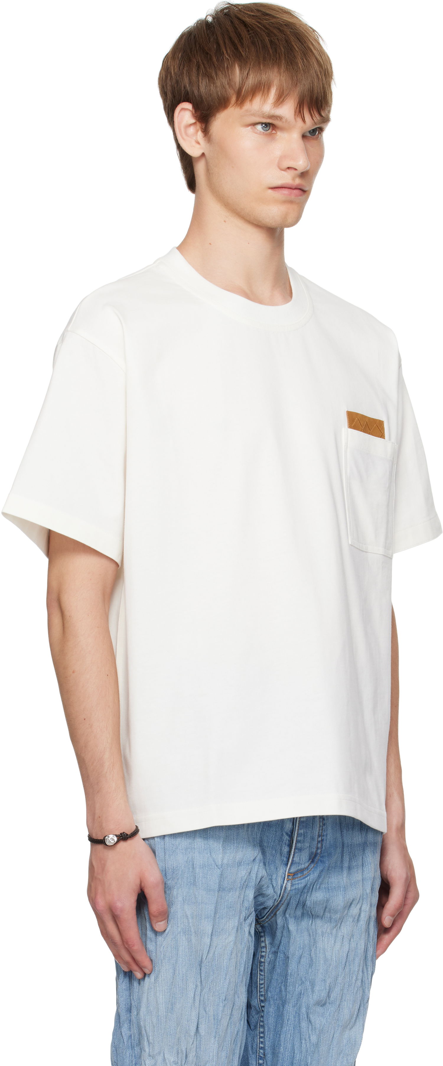 Tričko Bottega Veneta Bottega Veneta Pima Cotton Jersey T-Shirt with Pocket Biela | 838924V4N509071, 1