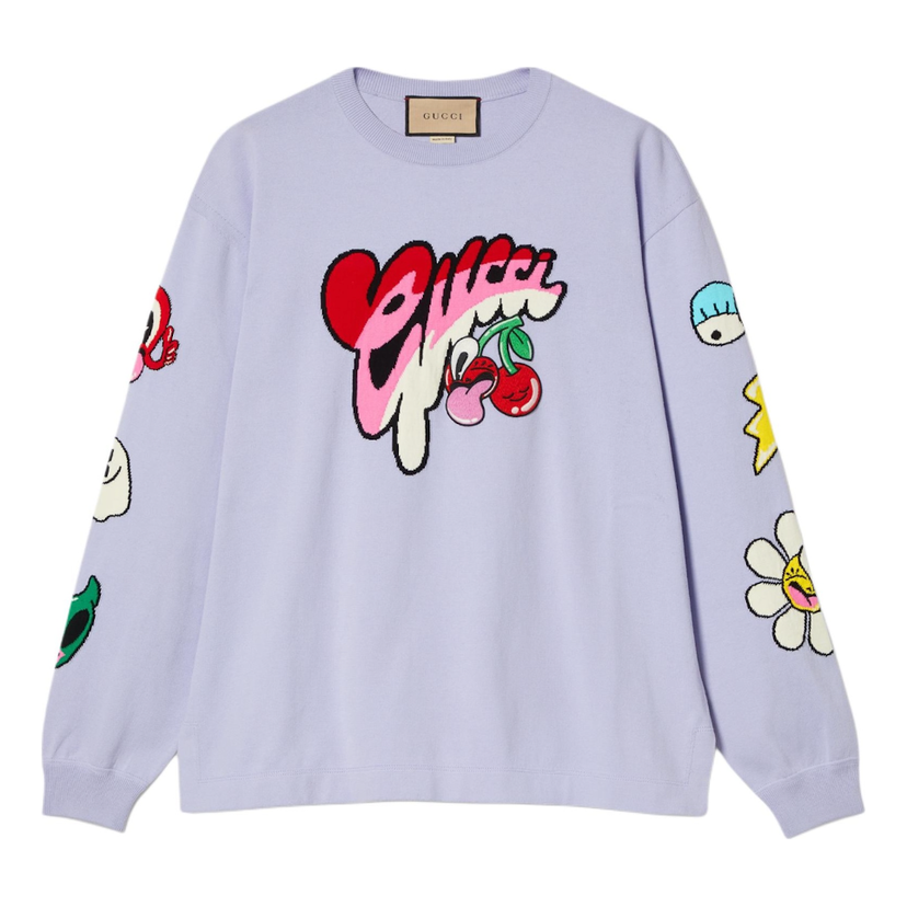 Mikina Gucci Gucci FW24 Cartoon Logo Sweatshirt Fialová | 778520-XKDX4-5319
