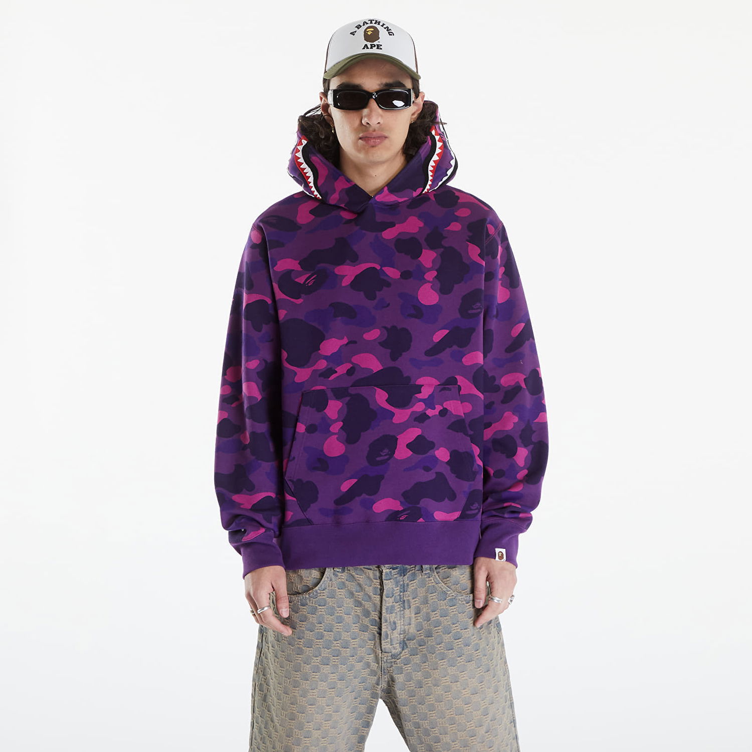 Mikina BAPE A BATHING APE Color Camo Shark Pullover Hoodie Purple Fialová | 001PPK301002M PUR, 0