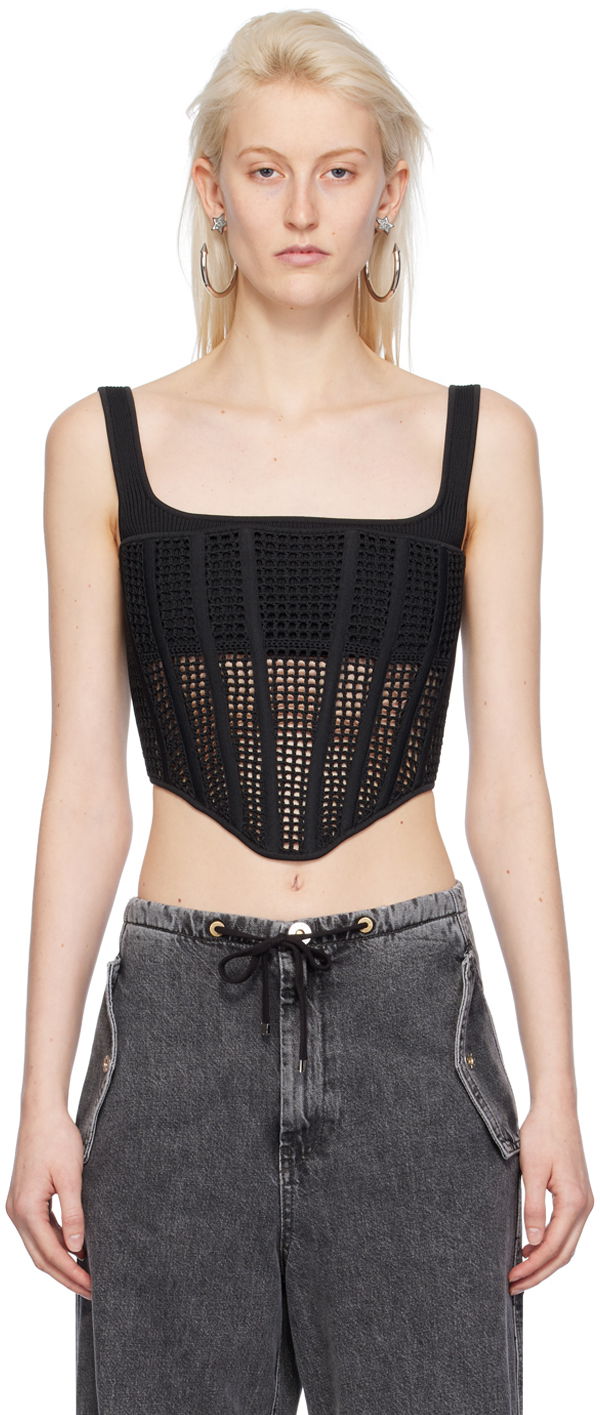 Tielko Dion Lee Knitted Square Neck Tank Top Čierna | A7768PS24, 0