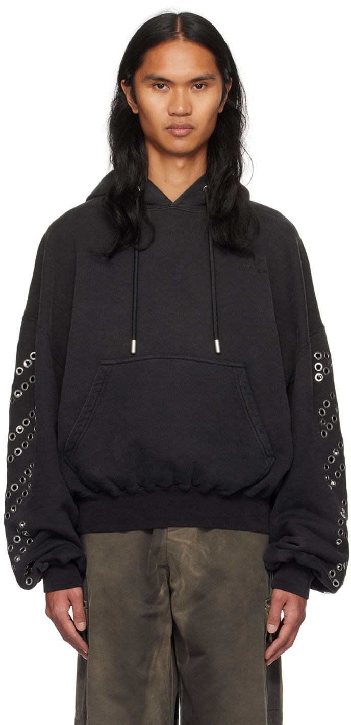 Mikina Off-White Black Eyelet Hoodie Čierna | OMBB118F23FLE0121000