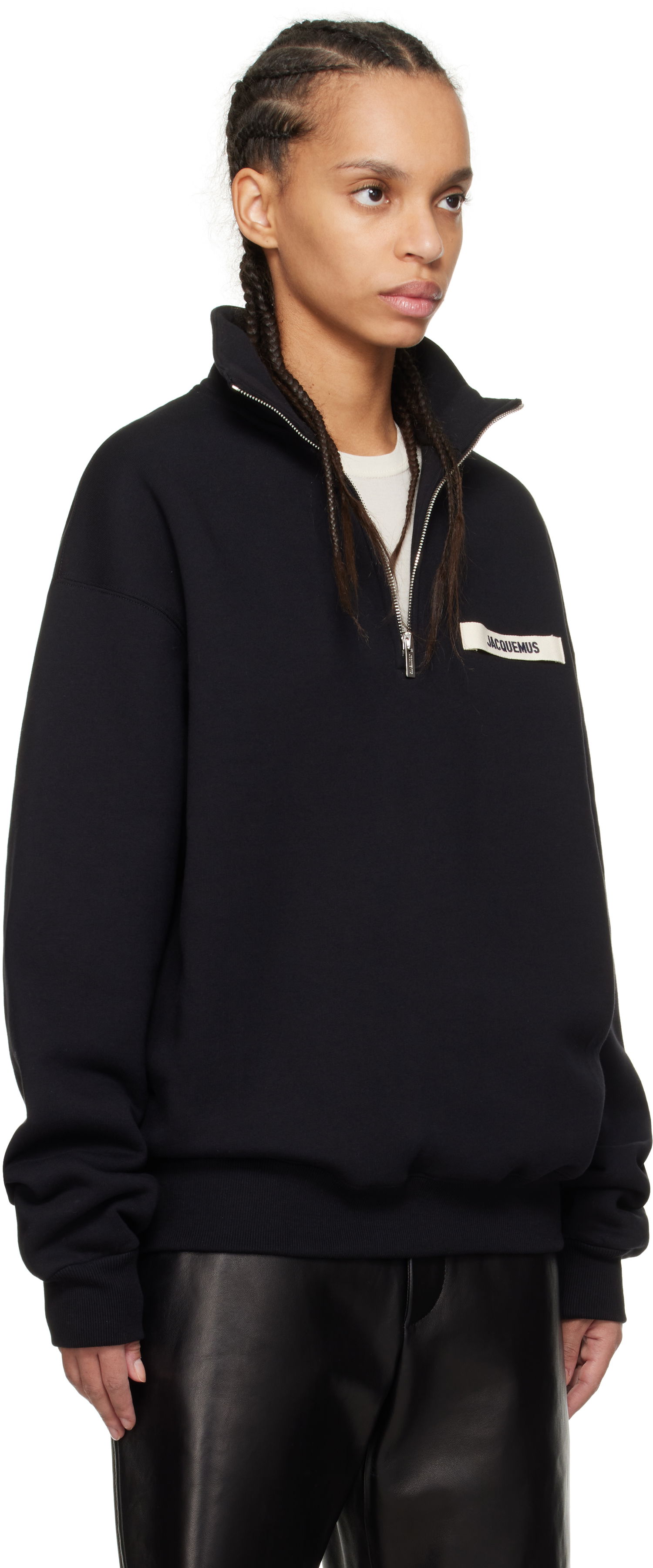 Mikina Jacquemus Jacquemus Gros Grain Zipped Rollneck Sweatshirt Čierna | 25E255JS283-2458, 1